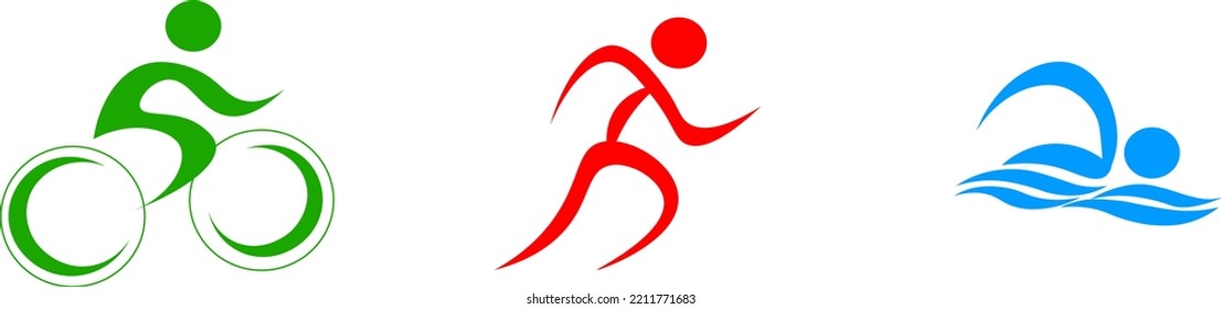 people symbols, run, swimming, cycling