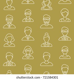 People symbols seamless pattern. Tiling textures with thin line icon set