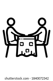 People At The Table Flat Icon Isolated On White Background
