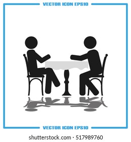 People at the table, interior for cafe icon vector illustration eps10.