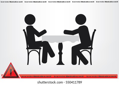 People at the table, interior for cafe icon vector illustration eps10.
