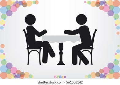 People at the table, interior for cafe icon vector illustration eps10.