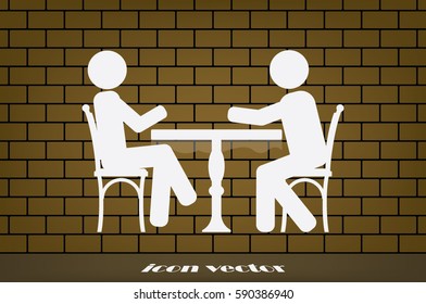 People at the table, interior for cafe icon vector illustration eps10.
