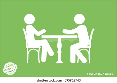 Pessoas na mesa, interior para ícone café ilustração vetorial eps10.