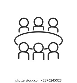 People at the table, linear icon. Meeting. Line with editable stroke