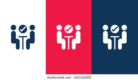 people at the table, talking, communication, icon, vector illustration