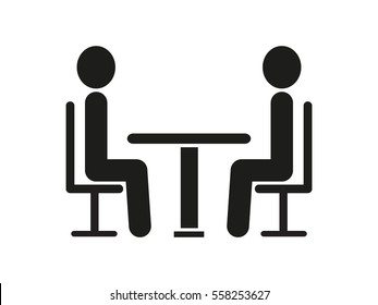 people at the table, talking, communication, icon, vector illustration eps10
