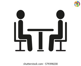 people at the table, talking, communication, icon, vector illustration eps10