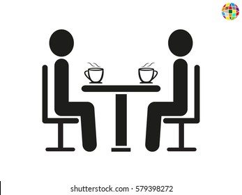 personas en la mesa, hablar, comunicar, icono, ilustración vectorial eps10