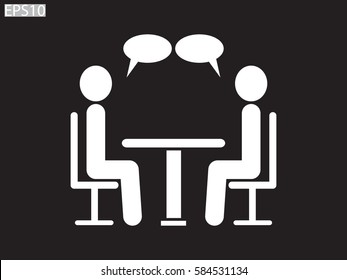people at the table, talking, communication, icon, vector illustration eps10