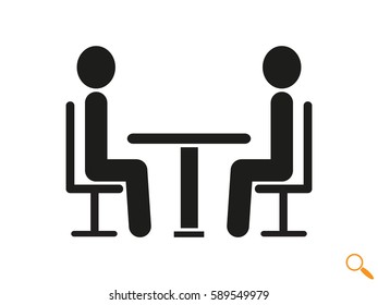 people at the table, talking, communication, icon, vector illustration eps10