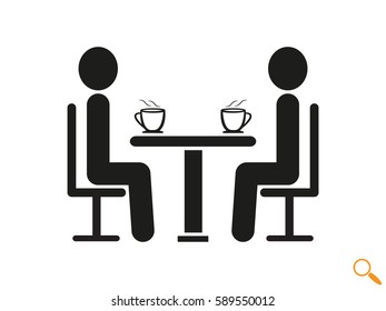 people at the table, talking, communication, icon, vector illustration eps10
