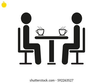 people at the table, talking, communication, icon, vector illustration eps10
