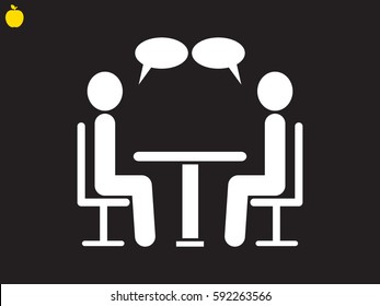 people at the table, talking, communication, icon, vector illustration eps10