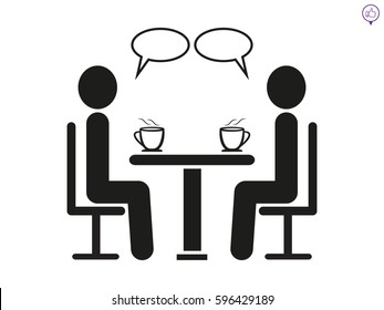 people at the table, talking, communication, icon, vector illustration eps10