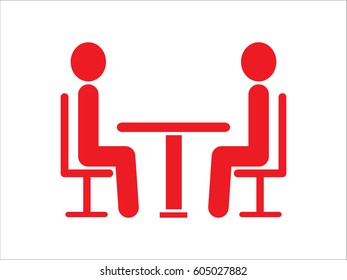 people at the table, talking, communication, icon, vector illustration eps10