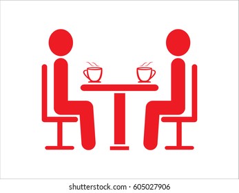 people at the table, talking, communication, icon, vector illustration eps10