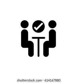 people at the table, talking, communication, icon, vector illustration