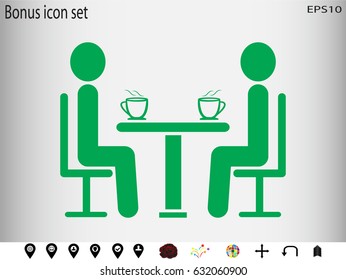 people at the table, talking, communication, icon, vector illustration eps10