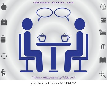 people at the table, talking, communication, icon, vector illustration eps10