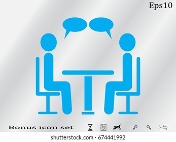 people at the table, talking, communication, icon, vector illustration eps10