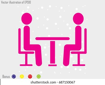 people at the table, talking, communication, icon, vector illustration eps10