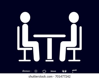 people at the table, talking, communication, icon, vector illustration eps10