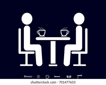 people at the table, talking, communication, icon, vector illustration eps10