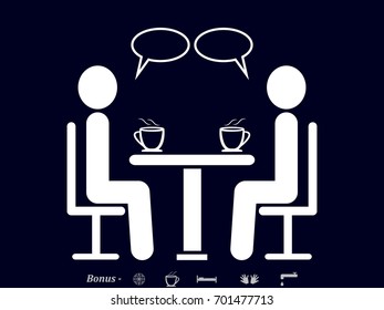 people at the table, talking, communication, icon, vector illustration eps10