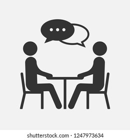 People at a table talking, icon isolated on white background. Vector illustration. Eps 10.