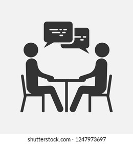 People at a table talking, icon isolated on white background. Vector illustration. Eps 10.