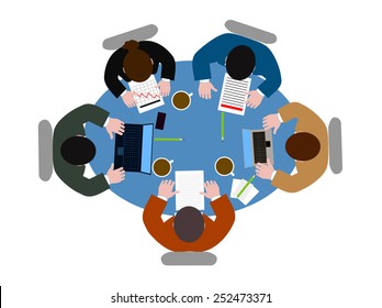 people  at  table the top view