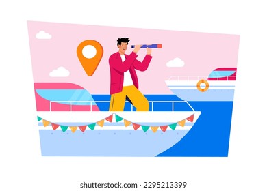 La gente toma un bote para explorar destinos extranjeros
