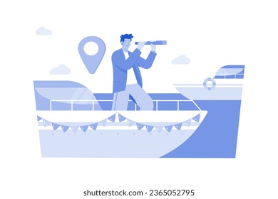 People take a boat to explore foreign destinations