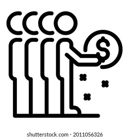 People take credit money icon. Outline people take credit money vector icon for web design isolated on white background