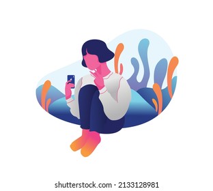La gente toma selfie una ilustración de diseño plano
