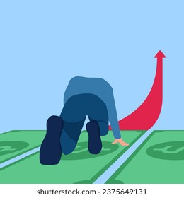 people take steps to run at the starting line, a metaphor for starting a business