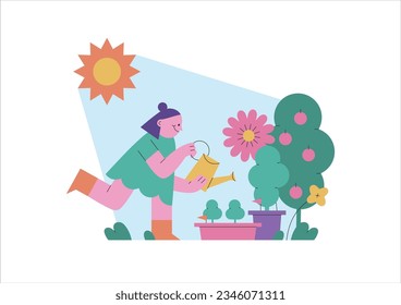 People taking care of plants