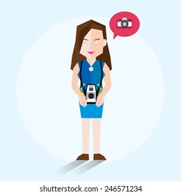 People Taking Photos Using Camera Vector Illustration