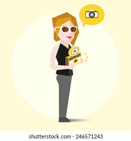 People Taking Photos Using Camera Vector Illustration
