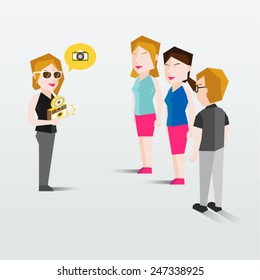 People Taking Photos Using Camera Vector Illustration