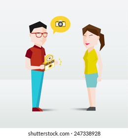 People Taking Photos Using Camera Vector Illustration