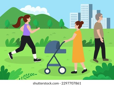 People taking a walk in the park.