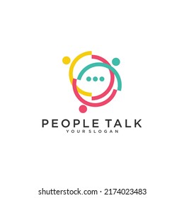  people talk with bubble chat logo design inspiration