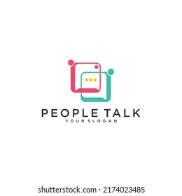people talk with bubble chat logo design inspiration