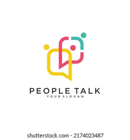 People Talk With Bubble Chat Logo Design Inspiration