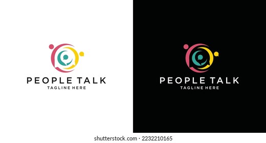 people talk with bubble chat logo design inspiration