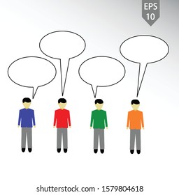 People Talk Bubble Flat Cartoon.