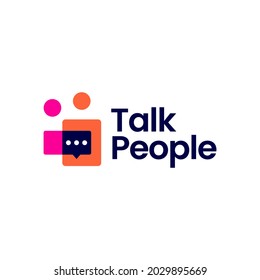 People Talk Chat Bubble Communication Conference Logo Vector Icon Illustration