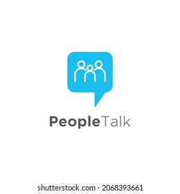 People Talk chat bubble minimalist logo icon vector